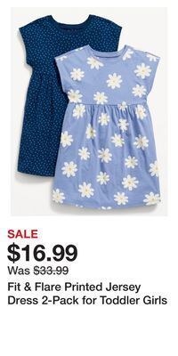 Old Navy Fit & flare printed jersey dress 2-pack for toddler girls offer