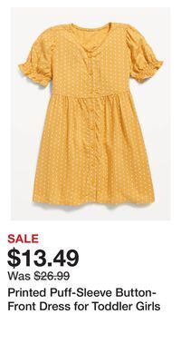 Old Navy Printed puff-sleeve button-front dress for toddler girls offer