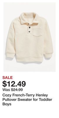Old Navy Cozy french-terry henley pullover sweater for toddler boys offer