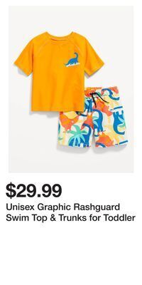 Old Navy Unisex graphic rashguard swim top & trunks for toddler offer