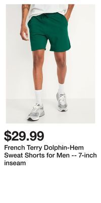 Old Navy French terry dolphin-hem sweat shorts for men -- 7-inch inseam offer