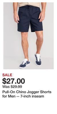 Old Navy Pull-on chino jogger shorts for men -- 7-inch inseam offer