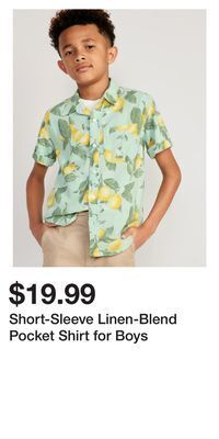 Old Navy Short-sleeve linen-blend pocket shirt for boys offer