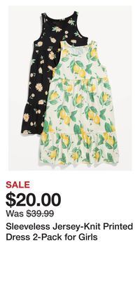 Old Navy Sleeveless jersey-knit printed dress 2-pack for girls offer