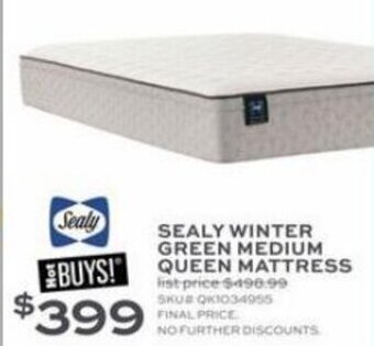 Sealy Winter Green Medium Queen Mattress
