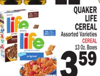 Bravo Supermarkets Quaker life cereal offer