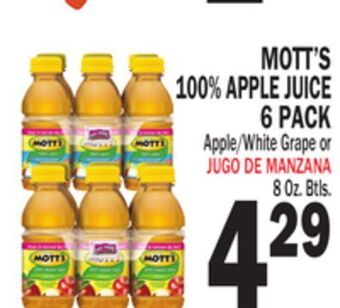 Bravo Supermarkets Mott's 100% apple juice 6 pack offer