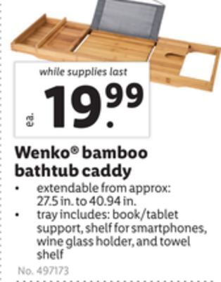 Lidl Wenko® bamboo bathtub caddy offer