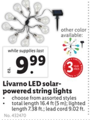 Lidl Livarno led solar-powered string lights offer