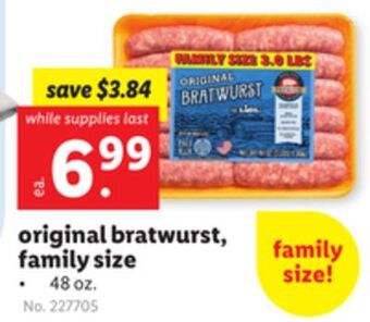 Lidl Original bratwurst, family size offer