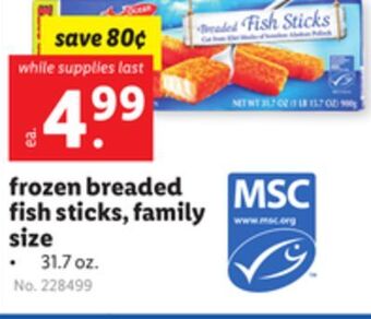 Lidl Frozen breaded fish sticks, family size offer