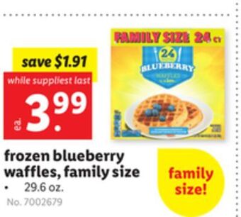 Lidl Frozen blueberry waffles, family size offer