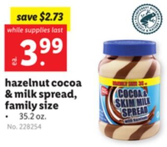 Lidl Hazelnut cocoa & milk spread, family size offer