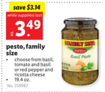 Lidl Pesto, family size offer