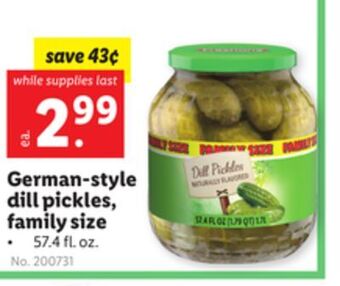 Lidl German-style dill pickles, family size offer