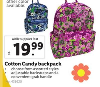 Lidl Cotton candy backpack offer