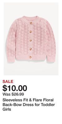 Old Navy Sleeveless fit & flare floral back-bow dress for toddler girls offer