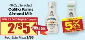 Food King Califia Farms Almond Milk 48 oz offer