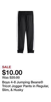 Kohl's Boys 4-8 jumping beans® tricot jogger pants in regular, slim, & husky offer