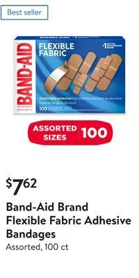 Walmart Band-aid brand flexible fabric adhesive bandages offer