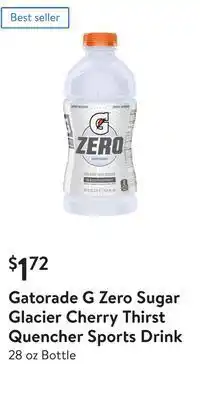 Walmart Gatorade g zero sugar glacier cherry thirst quencher sports drink offer