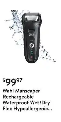 Walmart Wahl manscaper rechargeable waterproof wet/dry flex hypoallergenic foil shaver for men, 7074 offer