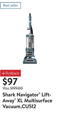 Walmart Shark navigator® lift-away® xl multisurface vacuum,cu512 offer