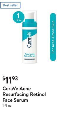 Walmart Cerave acne resurfacing retinol face serum offer