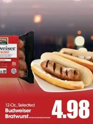 Food King Budweiser Bratwurst 12 oz offer