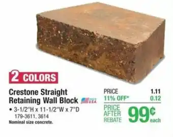Menards Crestone Straight Retaining Wall Block offer