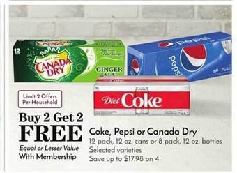 Pavilions Coke, pepsi or canada dry offer