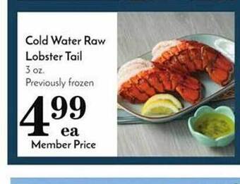 Pavilions Cold water raw lobster tail offer