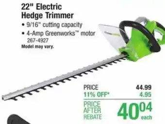 Menards 22" Electric Hedge Trimmer offer