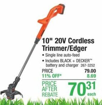 Menards 10" 20V Cordless Trimmer/Edger offer
