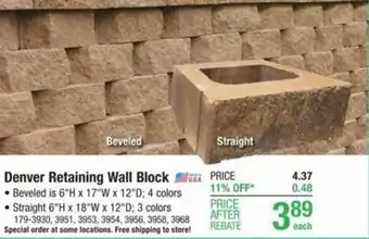 Menards Denver Retaining Wall Block offer