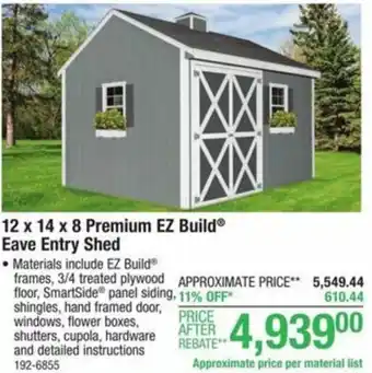 Menards 12x14x8 Premium EZ Build Eave Entry Shed offer