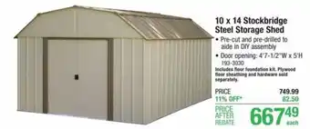 Menards 10x14 Stockbridge Steel Storage Shed offer