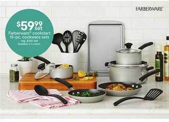 JC Penney Farberware cookstart 15-pc cookware sets offer