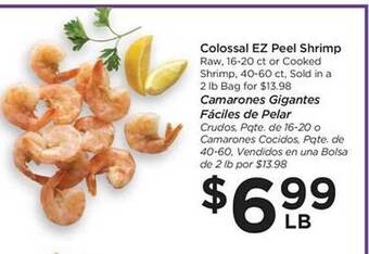 Food 4 Less Colossal ez peel shrimp offer