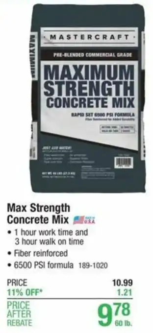Menards Max Strength Concrete Mix offer