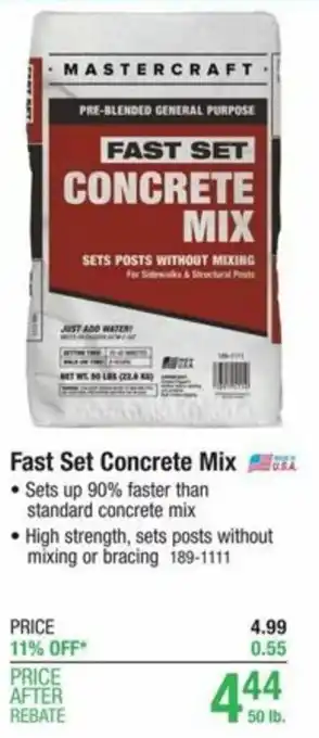 Menards Fast Set Concrete Mix offer