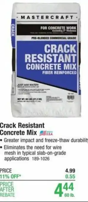 Menards Crack Resistant Concrete Mix offer