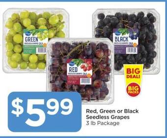 Food 4 Less Red, green or black seedless grapes offer