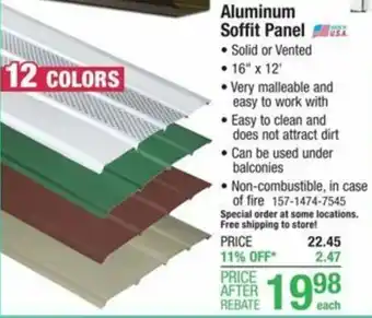 Menards Aluminum Softfit Panel offer