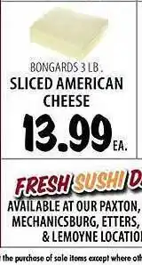 Karns Bongards sliced american cheese offer