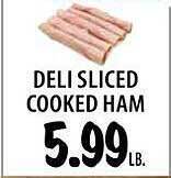 Deli sliced cooked ham