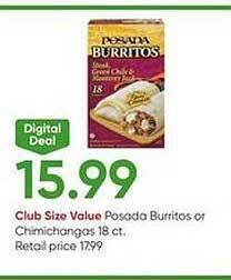 Stater Bros Posada burritos or chimichangas offer