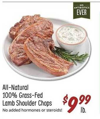 Sprouts Farmers Market All-natural 100% grass-fed lamb shoulder chops offer
