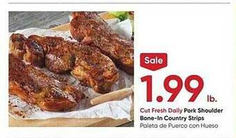 Stater Bros Pork shoulder bone-in country strips offer