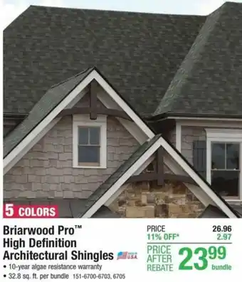 Menards Briarwood Pro High Definition Architectural Shingles offer